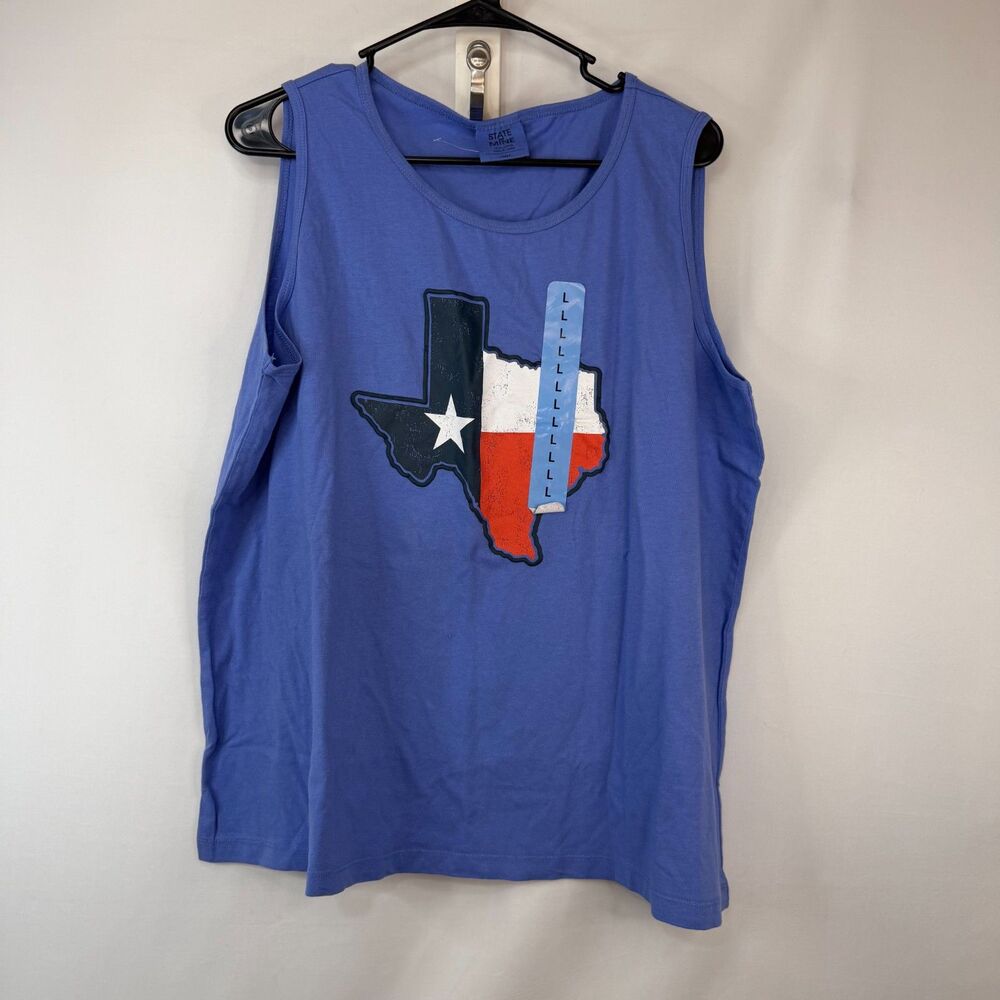 Size L State of Mine Texas Lone Star Flag Graphic Tank Top Blue NWT